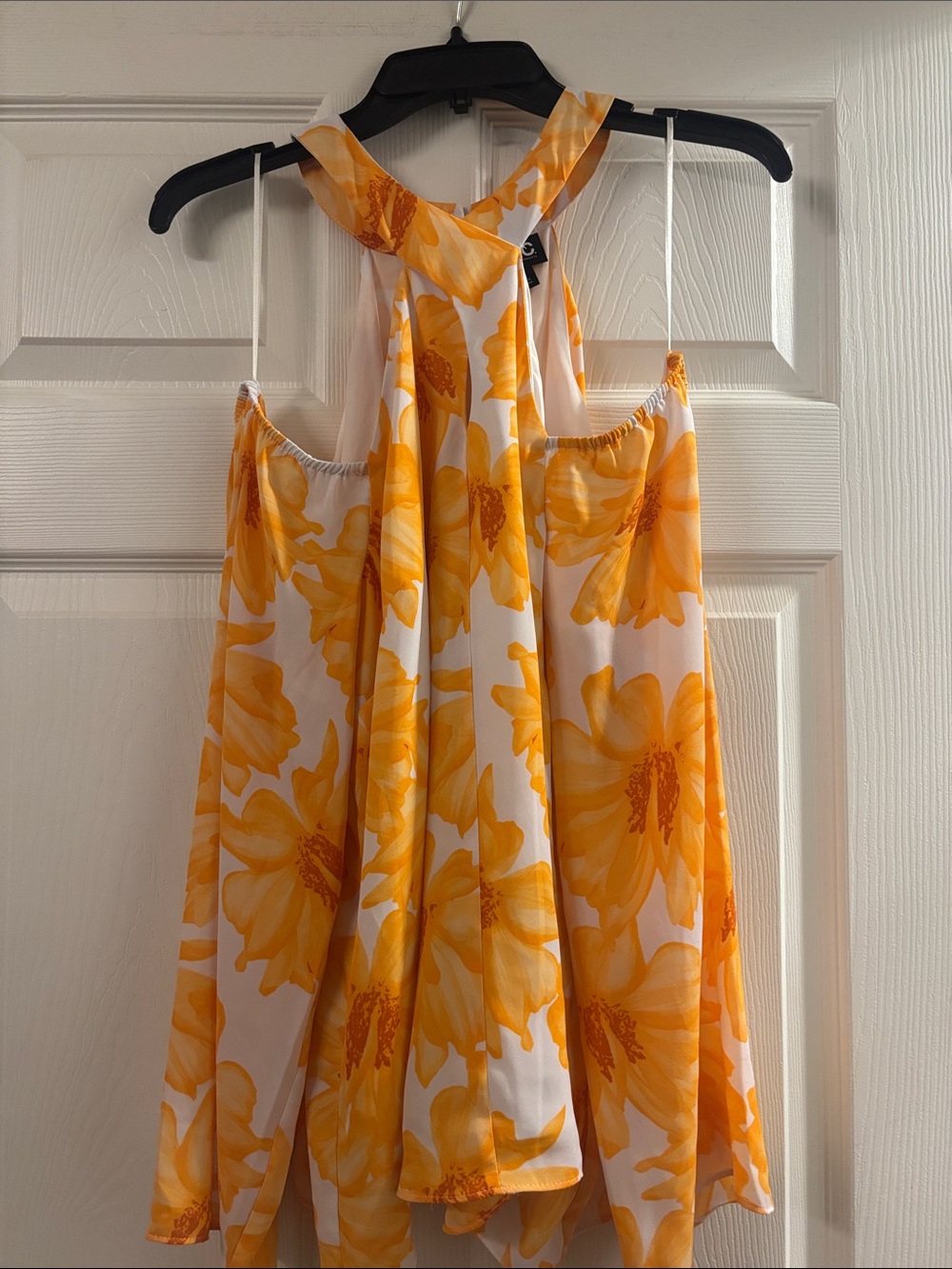 INC International Concepts White and Yellow Floral Cold Shoulder Top